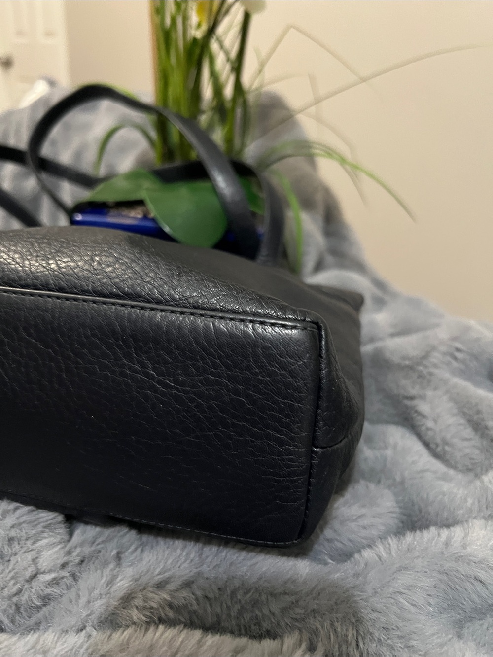 Stone Mountain Black Pebble Leather Shoulder Tote Bag GUC retail $79 - Picture 7 of 11